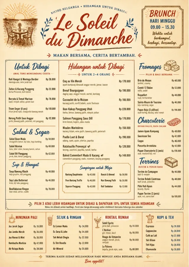Family Style Feast french-menu menu template preview