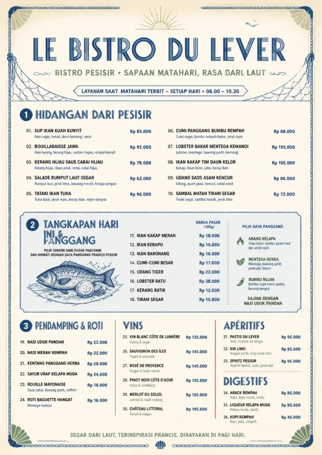 Coastal Regional french-menu menu template preview