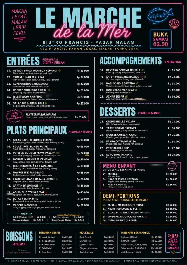 Night Market Neon french-menu menu template preview