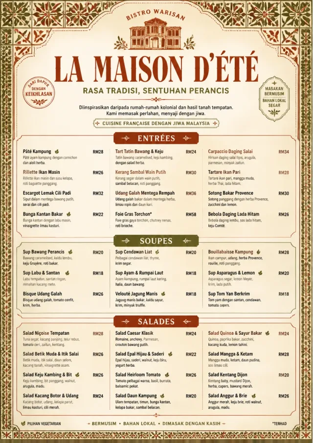 Heritage Tradition french-menu menu template preview