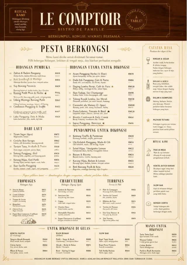 Family Style Feast french-menu menu template preview