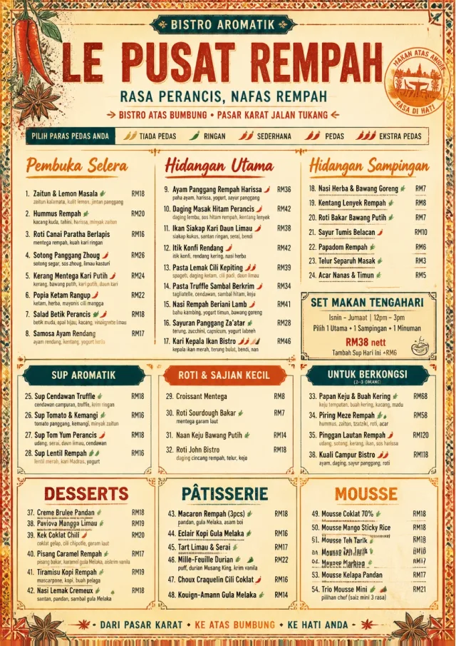 Spice Market Bold french-menu menu template preview