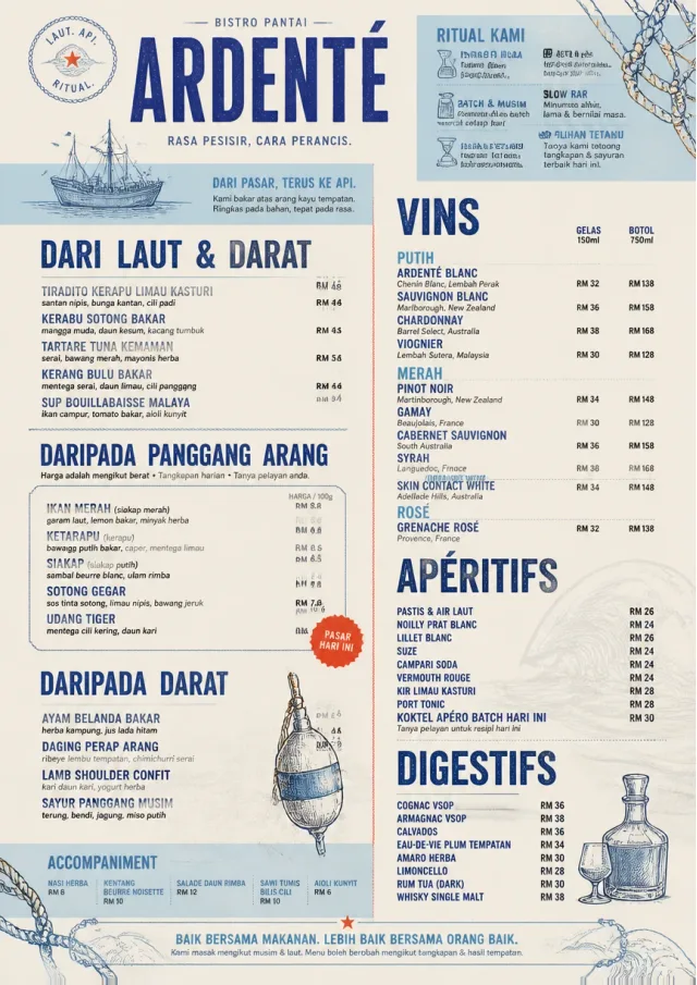 Coastal Regional french-menu menu template preview