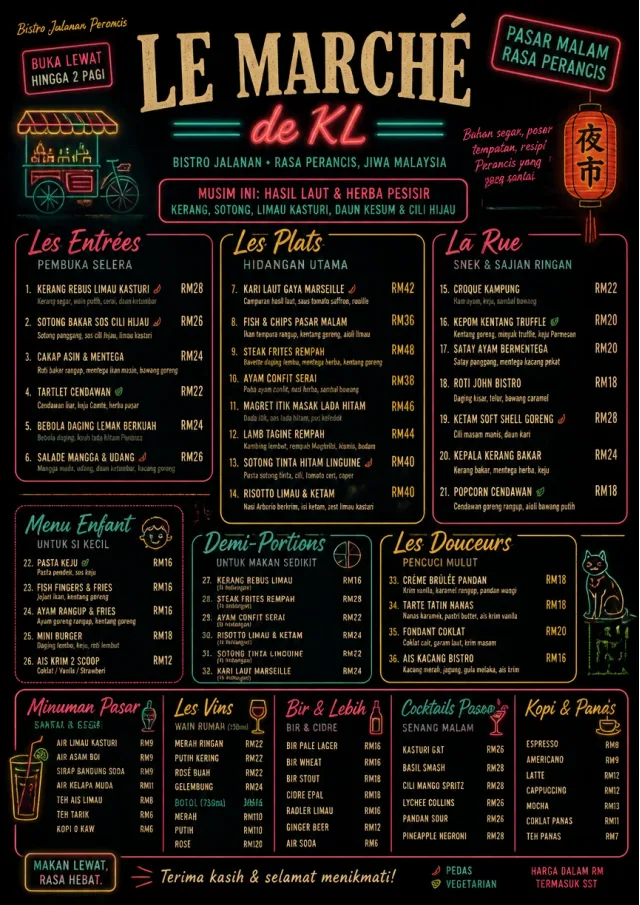 Night Market Neon french-menu menu template preview