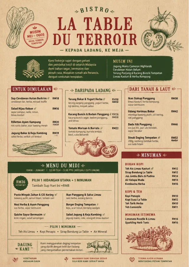 Farm Table Rustic french-menu menu template preview