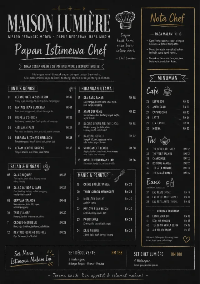 Chef Specials Board french-menu menu template preview