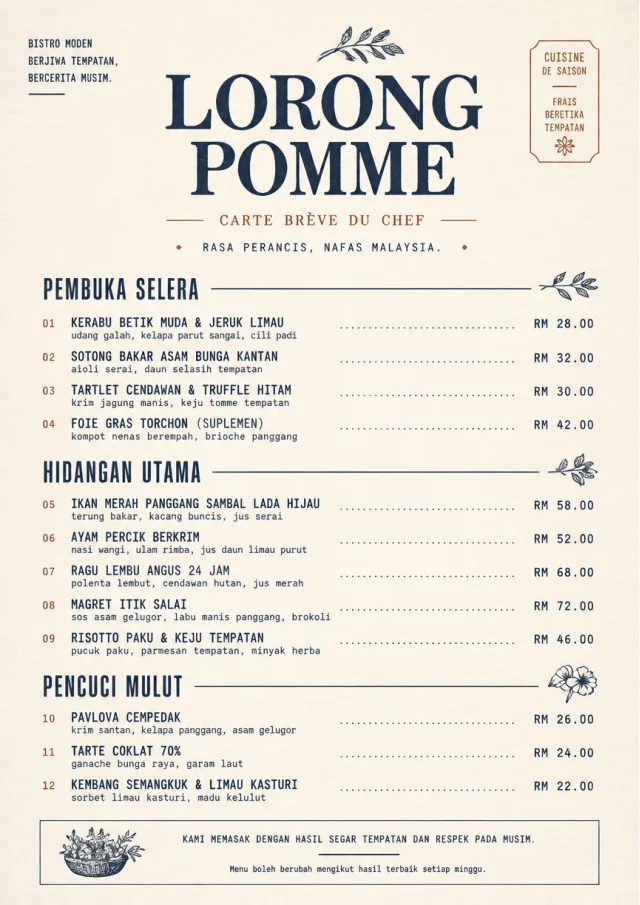 Chef Carte Brève french-menu menu template preview