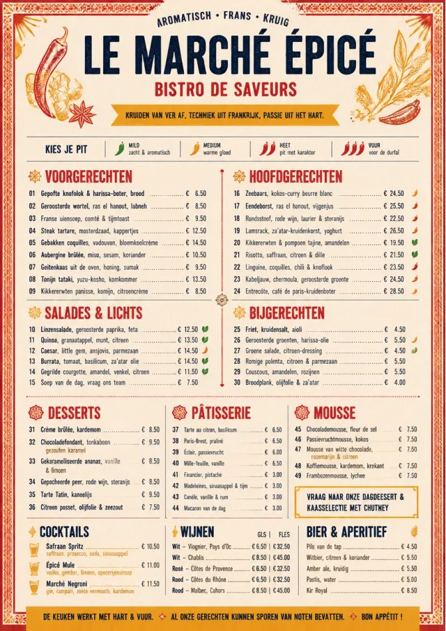 Spice Market Bold french-menu menu template preview