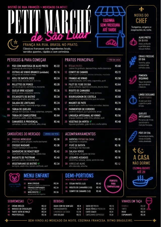 Night Market Neon french-menu menu template preview