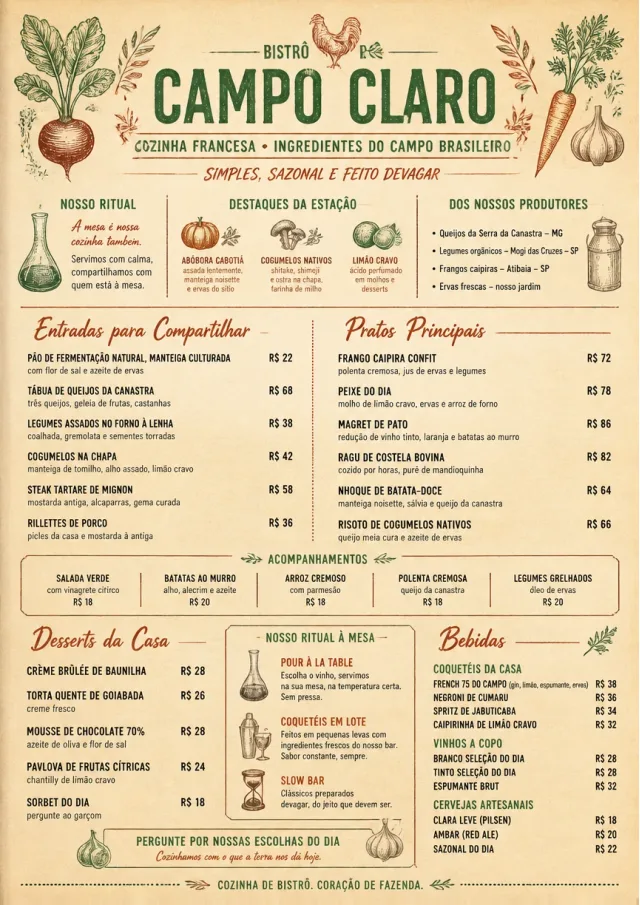Farm Table Rustic french-menu menu template preview