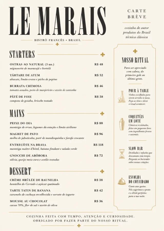 Chef Carte Brève french-menu menu template preview