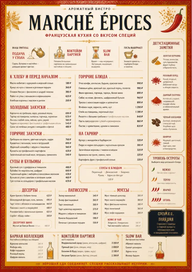 Spice Market Bold french-menu menu template preview