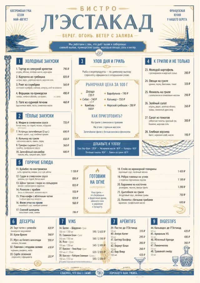 Coastal Regional french-menu menu template preview
