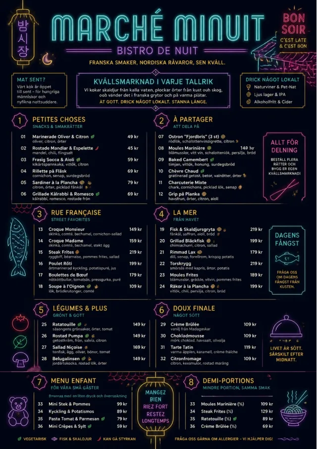 Night Market Neon french-menu menu template preview