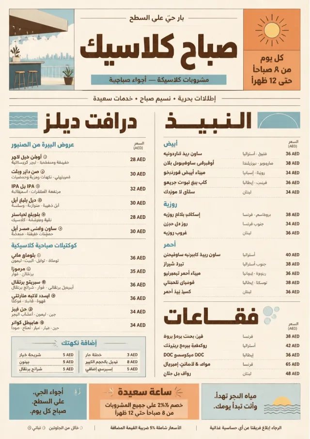 Sunrise Classic happy-hour-menu menu template preview