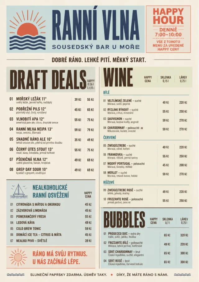 Sunrise Classic happy-hour-menu menu template preview