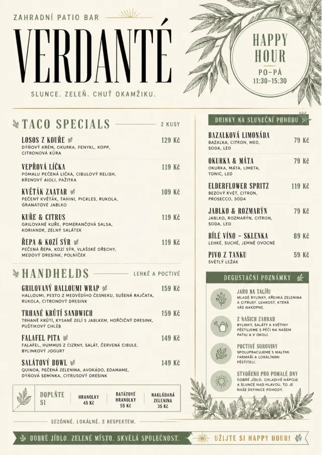 Garden Patio Day happy-hour-menu menu template preview