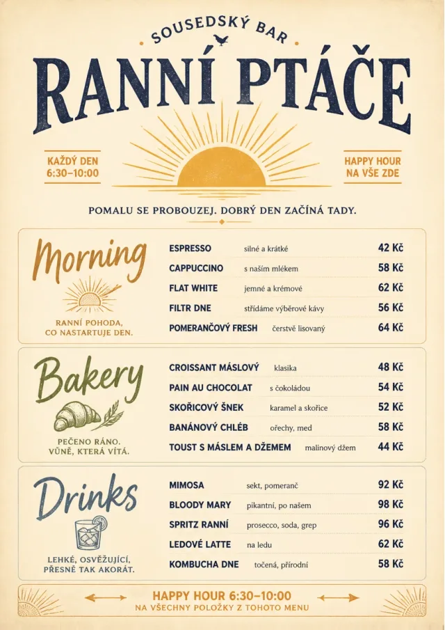 Sunrise Short Carte happy-hour-menu menu template preview