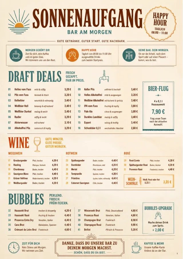 Sunrise Classic happy-hour-menu menu template preview