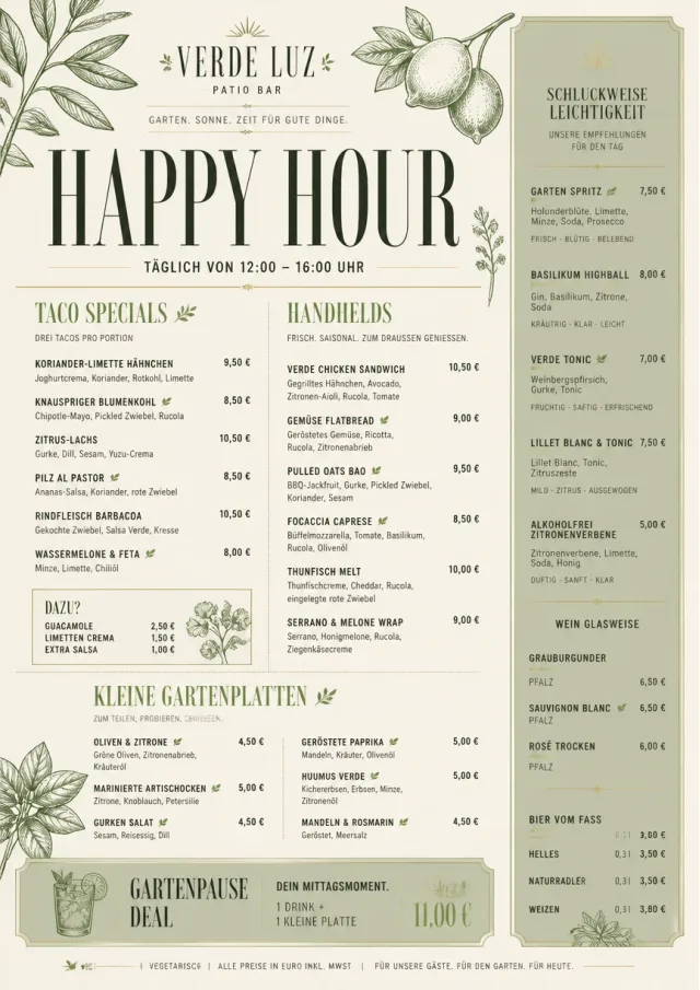 Garden Patio Day happy-hour-menu menu template preview