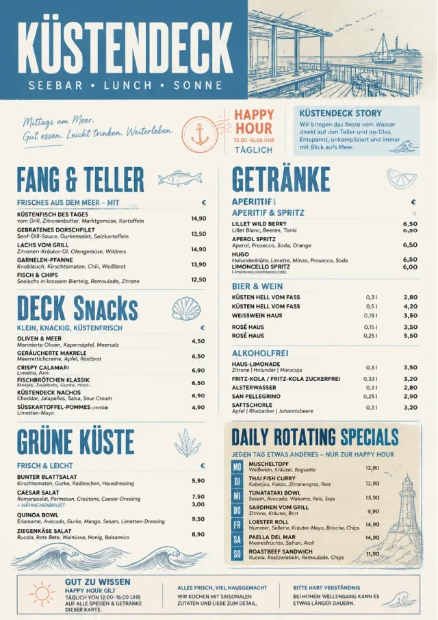 Coastal Midday happy-hour-menu menu template preview