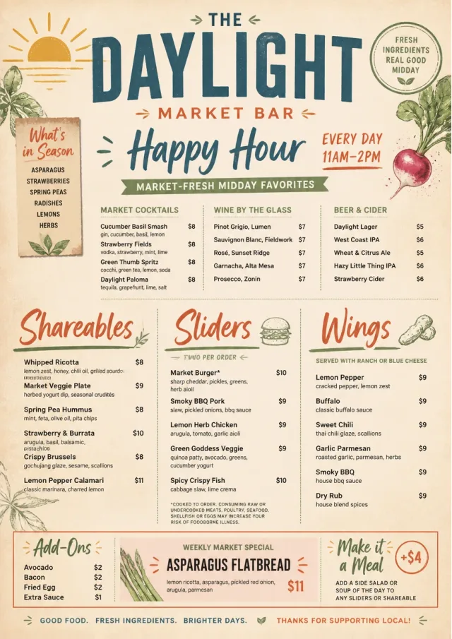 Market Fresh Midday happy-hour-menu menu template preview