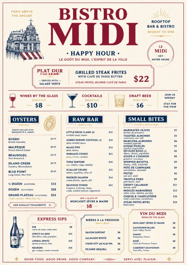 Bistro Midi happy-hour-menu menu template preview