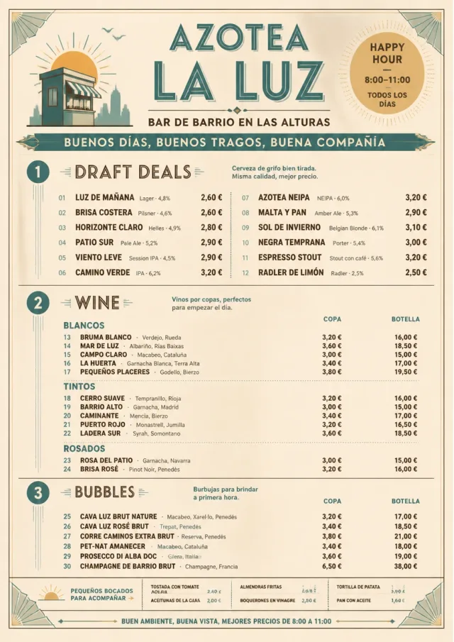 Sunrise Classic happy-hour-menu menu template preview