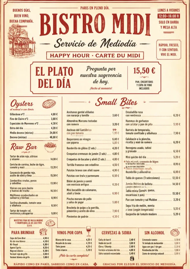 Bistro Midi happy-hour-menu menu template preview