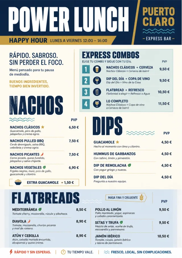 Power Lunch happy-hour-menu menu template preview