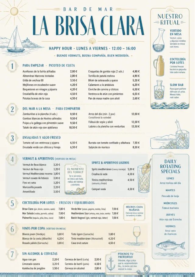 Coastal Midday happy-hour-menu menu template preview
