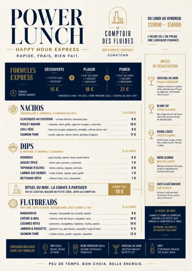 Power Lunch happy-hour-menu menu template preview