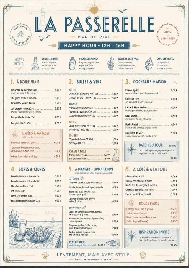 Coastal Midday happy-hour-menu menu template preview