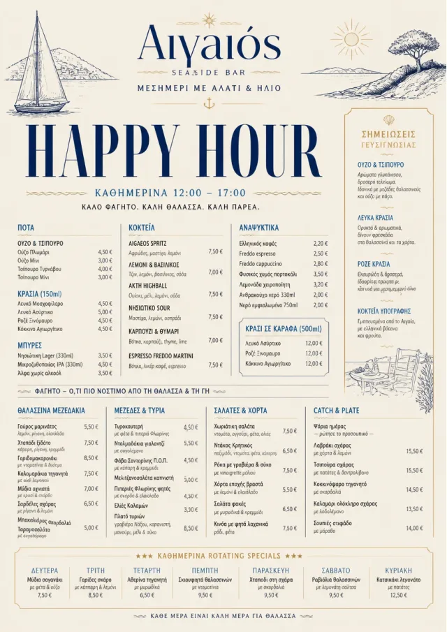 Coastal Midday happy-hour-menu menu template preview