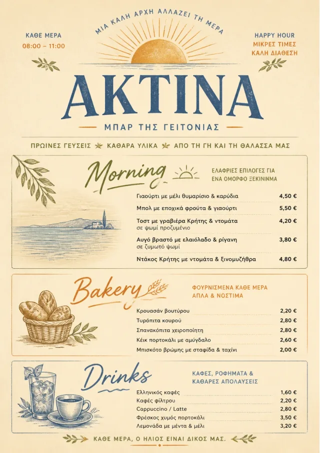 Sunrise Short Carte happy-hour-menu menu template preview