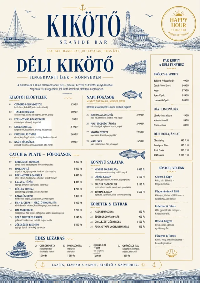 Coastal Midday happy-hour-menu menu template preview