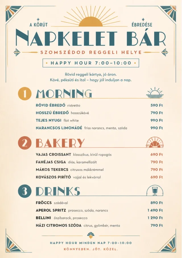 Sunrise Short Carte happy-hour-menu menu template preview