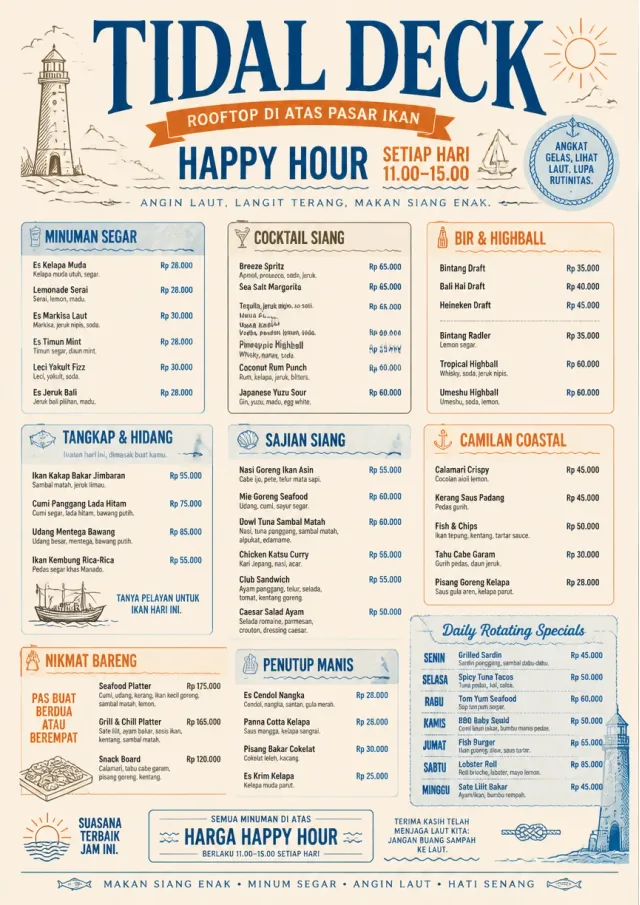 Coastal Midday happy-hour-menu menu template preview