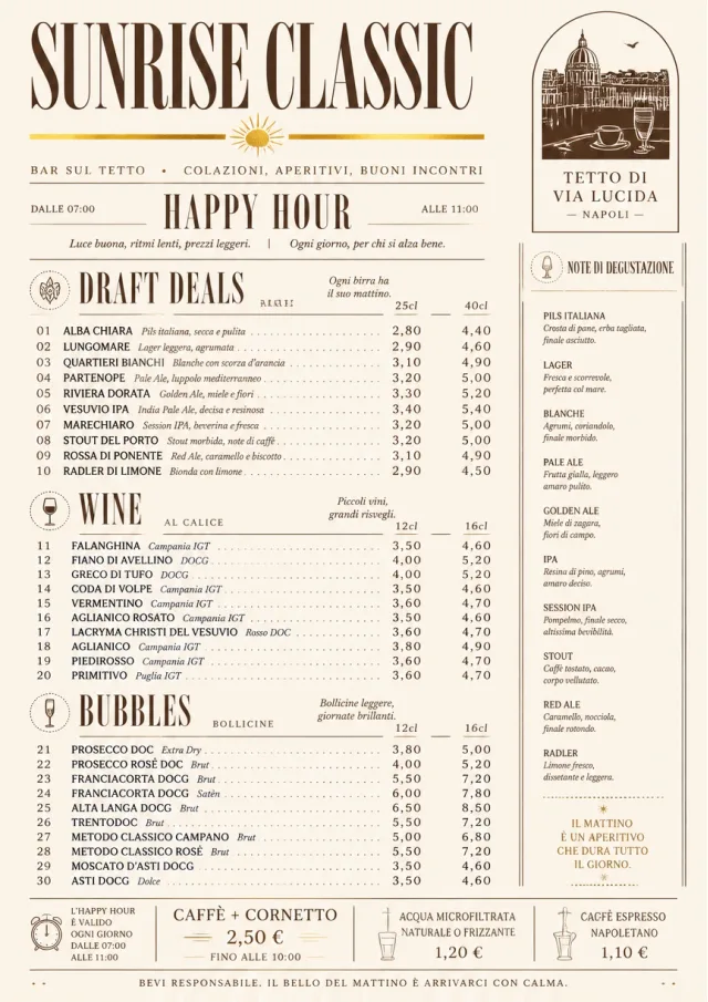 Sunrise Classic happy-hour-menu menu template preview