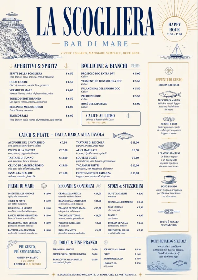 Coastal Midday happy-hour-menu menu template preview