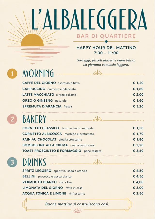 Sunrise Short Carte happy-hour-menu menu template preview