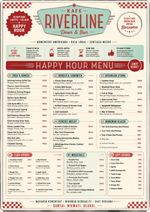 Diner Comfort happy-hour-menu menu template preview