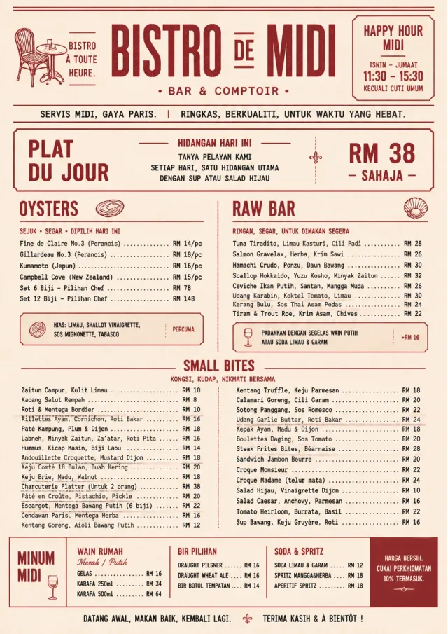 Bistro Midi happy-hour-menu menu template preview