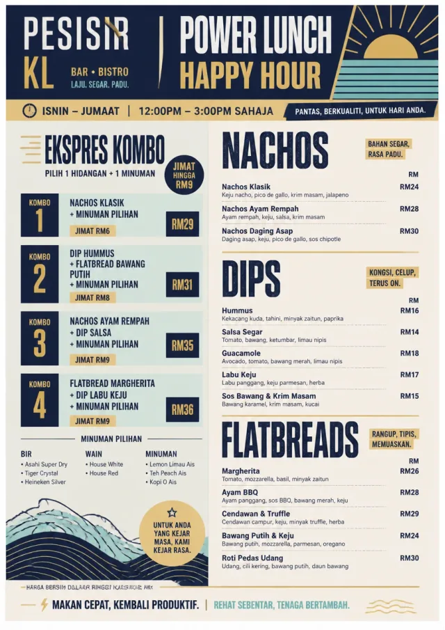 Power Lunch happy-hour-menu menu template preview