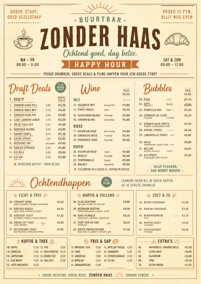 Sunrise Classic happy-hour-menu menu template preview