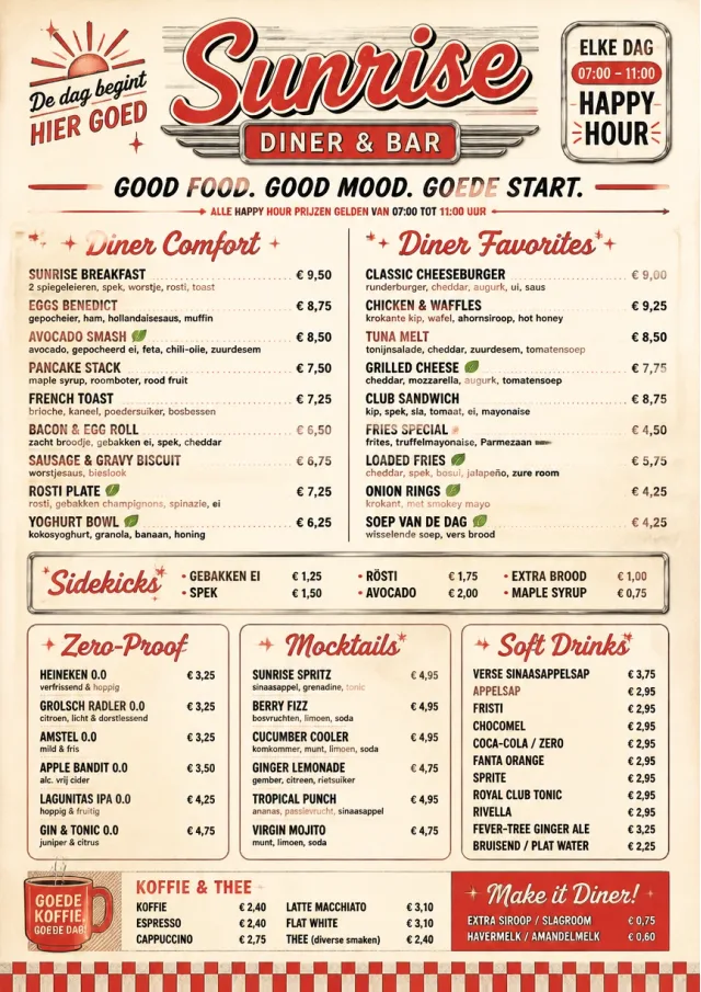 Diner Comfort happy-hour-menu menu template preview