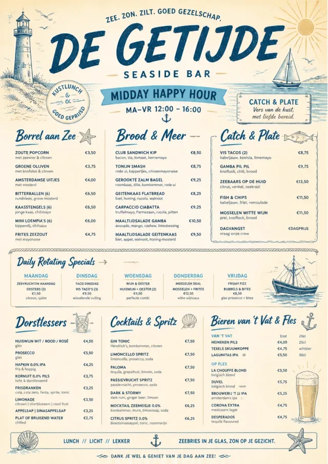 Coastal Midday happy-hour-menu menu template preview