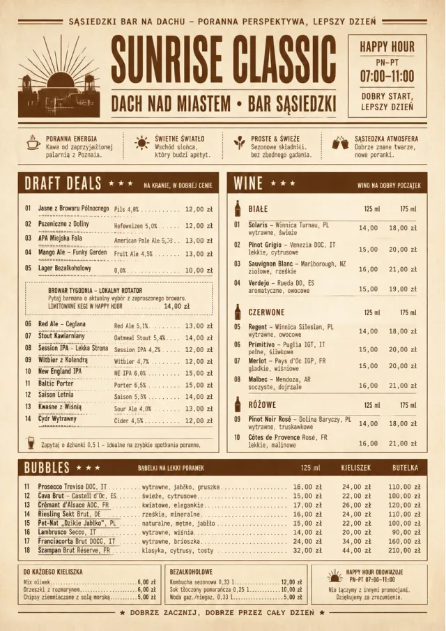 Sunrise Classic happy-hour-menu menu template preview