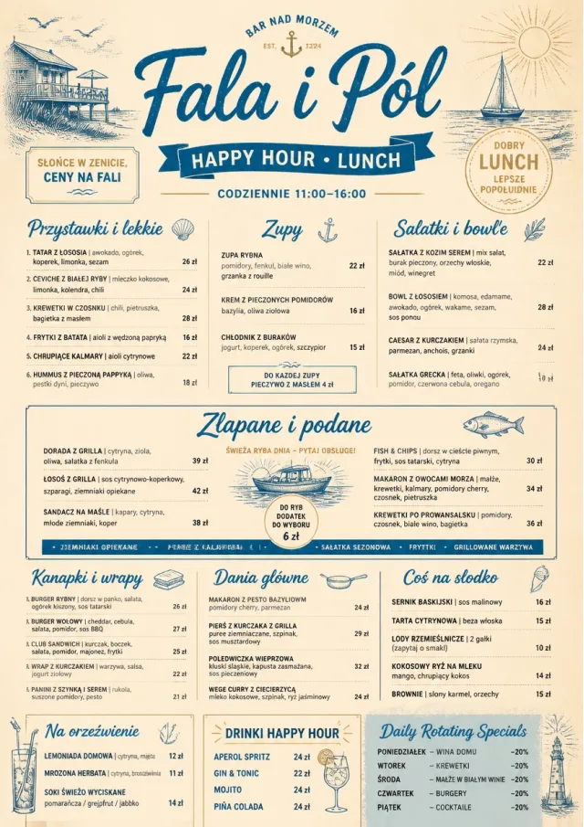 Coastal Midday happy-hour-menu menu template preview