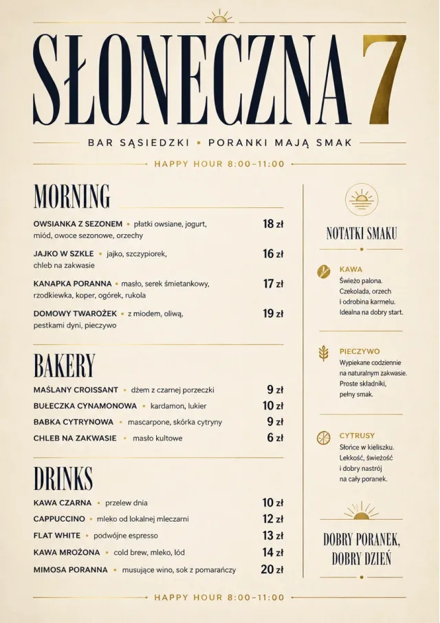 Sunrise Short Carte happy-hour-menu menu template preview
